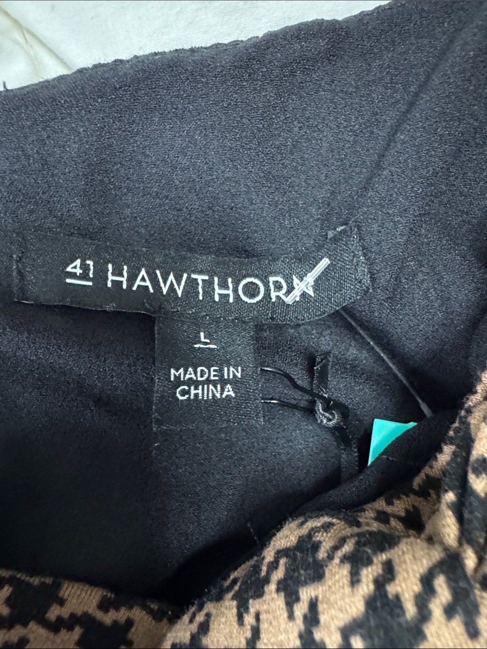 NWT41 Hawthorn Brown and Black Houndstooth Midi Dress with Tie Waist - Picture 2 of 7
